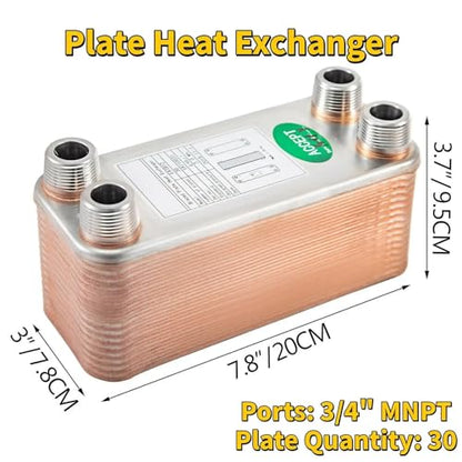 30 40 60 Plates Heat Exchanger Wort Chiller Stainless Steel Brewing Beer Cooler Counterflow Chiller Water Heating(30 Plates) - color: 30 Plates