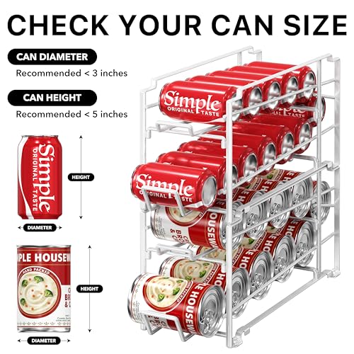 Simple Houseware Soda Can Organizer Stackable Rack Dispenser for Pantry/Refrigerator, White, 4 Pack - color: White