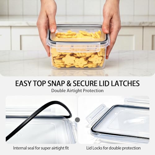 9 PCS Airtight Food Storage Containers with Lids, BPA Free Clear Plastic Kitchen and Pantry Organization and Storage Set for Flour, Sugar, Cereal, Pasta, Includes 9 Labels and Marker - size: 9pcs