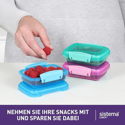 Sistema Lunch Collection Food Storage Containers, 6.7 oz./0.2 L, Pink/Green/Blue, 3 Count - size: 6.7oz