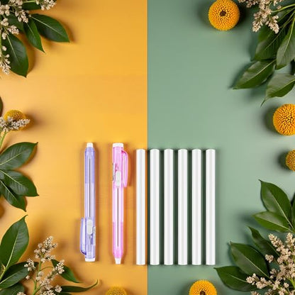 6Pcs Purple Retractable Mechanical Eraser Pen,Pen-Style Erasers with Replacement Eraser Refills Mechanical Eraser for School Home Office Writing Drawing,Erasers and Correction Products