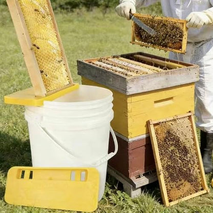 HIMO Honey Uncapping Tank Holder, Beekeeping Honeycomb Scraper Tool, Yellow Honeycomb Frame Support, Compatible with Square and Round Containers, Durable Plastic Honeycomb Frame - color: Yellow-1pc