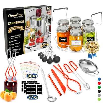 Gemfino Canning Supplies Starter Kit with Canning Rack,Canning Kit for Beginners - color: Red