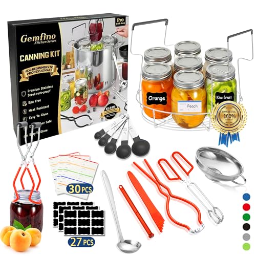 Gemfino Canning Supplies Starter Kit with Canning Rack,Canning Kit for Beginners - color: Red