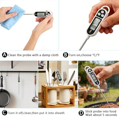 Candy Thermometer Digital Instant Read for Meat Kitchen Cooking Food Oil Deep Fry BBQ Grill Smoker (1, 9.4in) - size: 9.4in