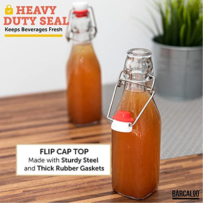 Barcaloo 16 Ounce Clear Glass Beer Bottles for Home Brewing - Beer, Kombucha, Soda, Juice, Fermentation, 12 Pack Glass Bottle with Flip Top Cap - color: Clear, size: 16oz.
