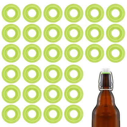 30Pcs Dopamine color Silicone Gaskets Washers Seals for Cap Swing Flip Top Bottle for Home Brew Beer Soda Bottle Sealing(flat,half cover) (Lime Green) - color: Lime Green
