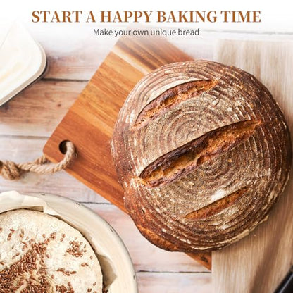 Dimpola Banneton Bread Proofing Basket - 9 inch Banneton Basket Set of 2 Sourdough Proofing Basket Round Proofing Bowls Handmade Rattan Baskets and Liners - style: Round 9 inch set of 2