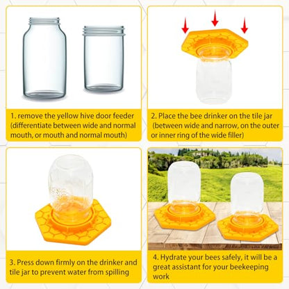 2 Pack Bee Feeder for Mason Jar Bee Watering Station Yellow Silicone Bee Waterer Beekeeping Supplies