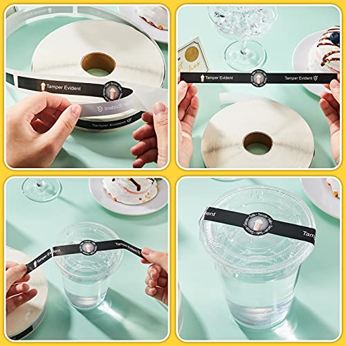 Zonon 600 Pcs Safe Secure Tamper Evident Seals for Drink Lids, Food Delivery Stickers Sealed for Freshness Labels Drink Food Coffee Milk Tea Ice Cream Seal Stickers 600 Pieces Per Roll (Black) - color: Black