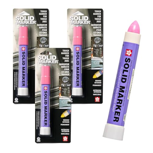 Sakura Solid Paint Markers - Permanent Marker Pens - Window, Wood & Glass Marker - Fluorescent Pink Paint - 3 Pack - color: Fluorescent Pink