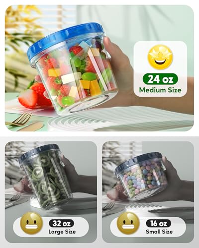 Canfanni 8 Pack-24 OZ Freezer Storage Containers, Plastic Soup Container with Lids, BPA Free Food Storage Containers with Twist Top Lids, Reusable, Microwave and Dishwasher Safe