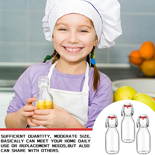 EBOOT Flip Top Glass Bottles with Caps Beer Clear Swing Top Glass Vinegar Kombucha Bottles with Stoppers Airtight Lids for Wedding Themed Baby Shower Christmas Gifts(24 Pcs,4 oz) - size: 4 oz