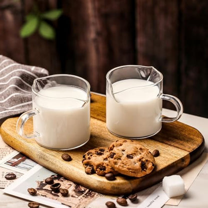 Espresso Cups Set of 2 - 4 Oz Espresso Shot Glass with Handle Double Spout Cups Clear Glass Milk Cup Espresso Accessories Great for Making Coffee Desserts Salad Dressings - color: No Scale -Clear