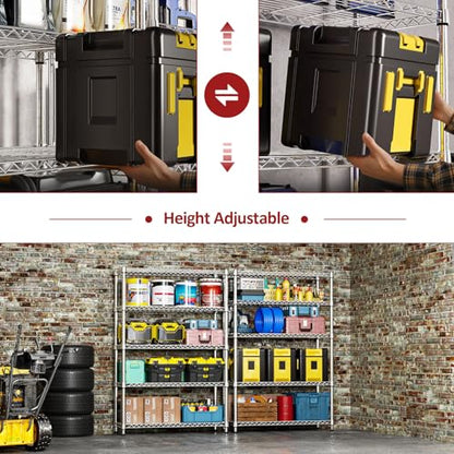 IZEUK 1750LBS Garage Shelving Wide Storage Shelves 5 Tier Metal Shelves Heavy Duty Adjustable Utility Shelf Rack (Chrome, 5 Tier, 15.7" D x 45.3" W x 70.9" H) - color: Chrome, size: 5 Tier, 15.7" D x 45.3" W x 70.9" H