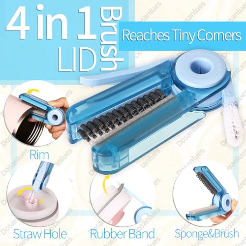 8Pcs Water Bottle Cleaner Brush, Multipurpose Bottle Brush Cleaner Kit with Long Nylon Straw Brush Cleaner for Owala, 4 in 1 Bottle Gap Cleaner and Long Handle Silicone Cup Cleaners(Blue)