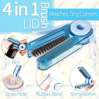 8Pcs Water Bottle Cleaner Brush, Multipurpose Bottle Brush Cleaner Kit with Long Nylon Straw Brush Cleaner for Owala, 4 in 1 Bottle Gap Cleaner and Long Handle Silicone Cup Cleaners(Blue)
