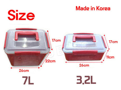 7L-1, 3.2L-2, Airtight Kimchi Container with Handle, Multi-Purpose Food Storage Box,Translucent lid container,Kimchi Fermentation container, fruit-pickle container Compatible with All Refrigerator