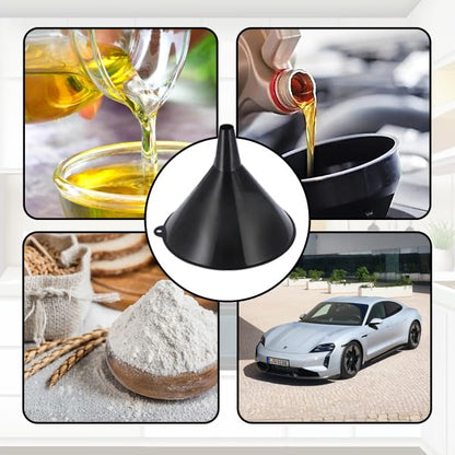 Bistras Jumbo 8" Extra Large Plastic Funnel for Automotive Use - Kitchen Funnels for Filling Bottles, Jars, Containers or Lab Use - Oil Funnel for Gas, Car Oil, Lubricants and Fluids (1)