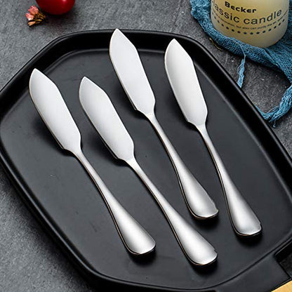 VANRA Cheese Spreader Knife Set 4-Piece Stainless Steel Butter Knife Small Sandwich Condiment Jam Bread Cream Canape Knives Spatula 5.9-inch - size: Pointed Tip