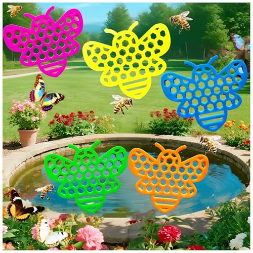 Floating Bee Island Watering Station - 5 Pack, Bee-Friendly EVA Foam, No Sinking, Drowning-Proof, Fade-Proof, Pre-Cut, Birdbath, Pools & Garden Hydration Solution for Pollinators (6.3 Inch) - size: Bee