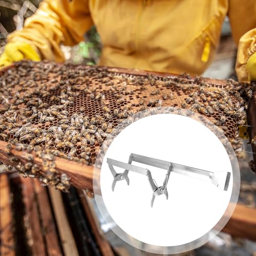 VOSAREA Beekeeping Frame Holder Beehive Frame Lifter with Integrated Scraper Metal Tool for Beekeeping Supplies for Hive Maintenance and Honeycomb Handling