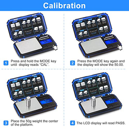 Fuzion Digital Pocket Scale, TU-X 200g/0.01g Gram Scale with 6 Units for Personal Hobbies, Small Scale for Food Ounces and Grams, Measuring Jewelry, Herb, Powder - color: Blue