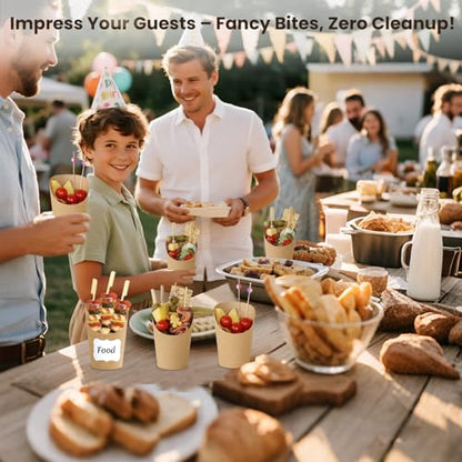 50 Pack 14oz Charcuterie Cups with Sticks and Bags, Brown Paper Charcuterie Cup, 200 Picks+50 Bags+50 Labels, Disposable Snack Cups for Parties, Weddings, Picnics, Appetizers & French Fries - color: Brown(14oz), size: 50 Cups + 200 Sticks + 50 Bags + 50 L