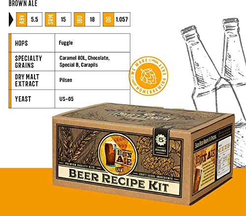Craft a Brew - Beer Recipe Kit - Brown Ale - Home Brewing Ingredient Refill - Beer Making Supplies - Includes Hops, Yeast, Malts, Extracts - 5 Gallons - color: Brown Ale