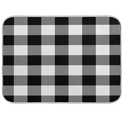 White and Black Buffalo Plaid Dish Drying Mat 16x18 for Kitchen Classic Buffalo Check Dishes Pad Dish Drainer Rack Mats Absorbent Fast Dry Kitchen Accessories - size: 16x18(in)x1