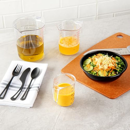 Restaurantware RW Base 1 Cup Measuring Jar 1 Durable Measuring Beaker - Metric And Imperial Units Handle With Thumb-Grip Design Clear Plastic Measuring Cup Tolerates Up To 248F - color: Clear, size: 3.75" × 3.00" × 3.75"