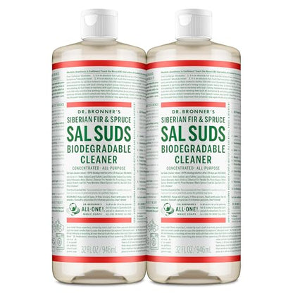 Dr. Bronner's Sal Suds Biodegradable Cleaner (32 Ounce, 2-Pack) – All-Purpose Mop Detergent for Floors, Kitchen & Bathroom, Multi-Surface Household Concentrate, Dish Degreaser & Laundry Use - size: 32 Fl Oz (Pack of 2)
