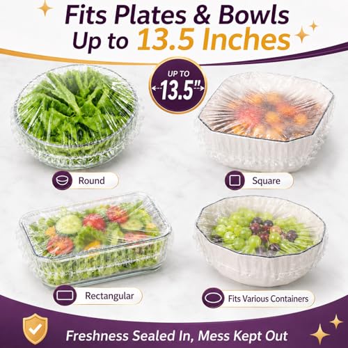 Lagincig 100Pcs Bowl Covers for Bread Proofing - Large Plastic Wrap for Food Sourdough Baking Bread Rising Elastic Reusable Plate Covers Outdoor Indoor Picnic Food Fresh Keeping Bags
