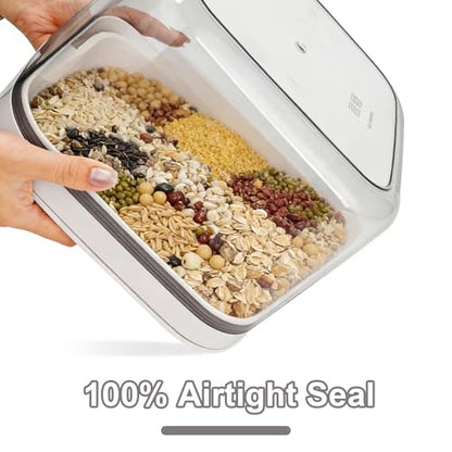 Airtight Rice Container with Measuring Cup, BPA-Free Clear PET Plastic Food Storage Container Pantry Organizers and Storage Sugar Cookies Flour Rice Container (5.6 L / 5.92 QT) - size: 5.6 L / 5.92 QT