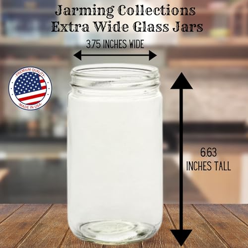 JARMING COLLECTIONS Mason Jars 32 Oz Extra Wide Mouth Glass Jars with Lids - Storage Glass Jars 32 oz with Lids - Quart Container with Lids - Made in the USA (Set of 2) - color: 2 Orange Plastic Lids
