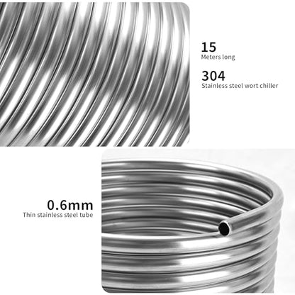 BACOENG 3/8" x 50Ft 304 Wort Chiller, Stainless Steel Tubing Coil for Ice Bath Beer Brewing Tubing Coil, Water Cooler Equipment - size: 3/8" x 50Ft