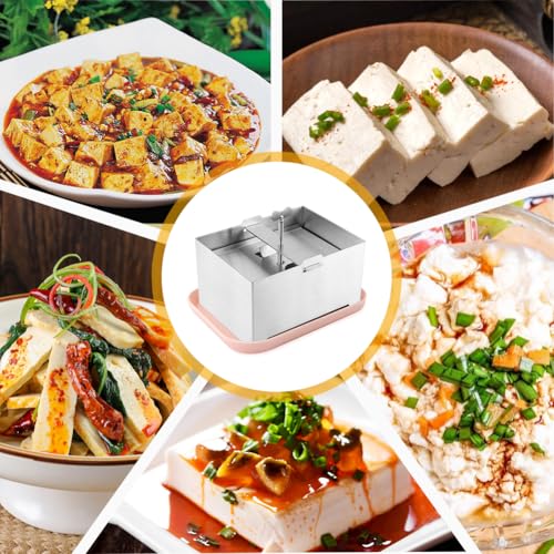 Tofu Press Stainless Steel with Tofu Presser Towel and Drip Tray for Homemade Tofu, DIY Paneer Maker Vegan Cheese Press Kitchen Tool with Adjustable Pressure