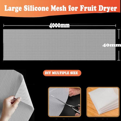 DIY Silicone Dehydrator Sheets,Large Silicone Mesh for Fruit Dryer, Food Dehydrator Tray Liners, Fruit Dehydrator Mats(157.5 x15.7inc)(40cm*400cm)