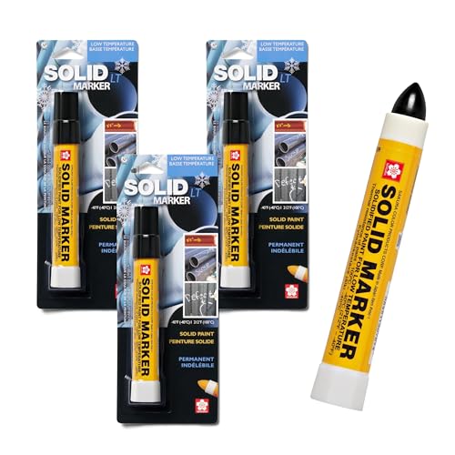 SAKURA Solid Paint Markers with Twist Up Tip - Low Temperature Permanent Marker Pens - Window, Wood, & Glass Marker - Black Paint - 3 Pack - color: Black