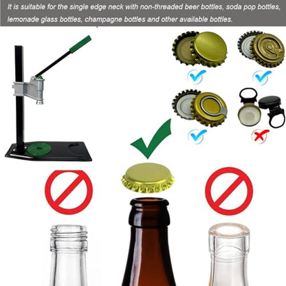 Manual Beer Bottle Capper Machine, Bench Crown Capper Beer Corking Tool, Adjustable Height, Heavy Duty Strong Metal Easy Action Bench Bottle Capper for Home Brewing