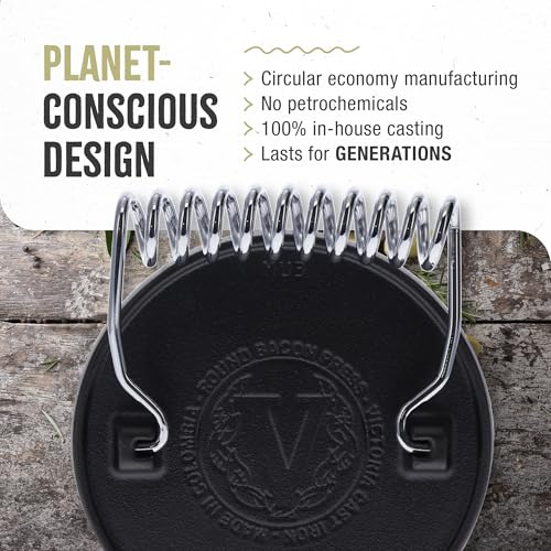Victoria Round Cast-Iron Meat Press with a Wire Handle, Preseasoned with Flaxseed Oil, Made in Colombia - size: Round press