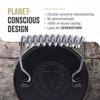Victoria Round Cast-Iron Meat Press with a Wire Handle, Preseasoned with Flaxseed Oil, Made in Colombia - size: Round press
