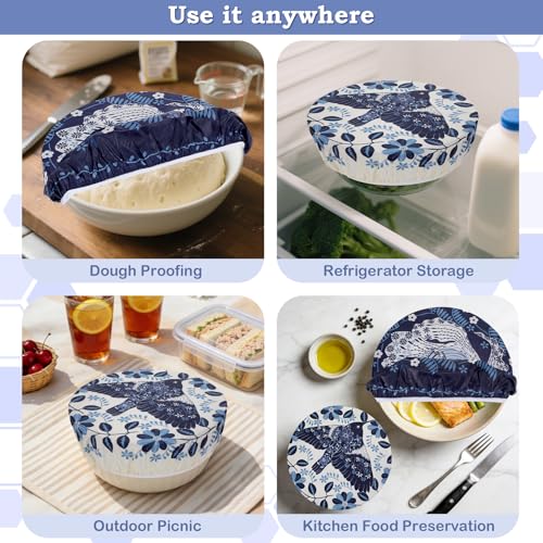 2 Large Reusable Beeswax Bowl Covers for Bread Proofing, 10/12 Inch Elastic Beeswax Wraps Cotton Cloth Sourdough Bowl Covers for Proofing Baskets, Mixer Bowls, Food Storage Containers - color: Tropical Fish