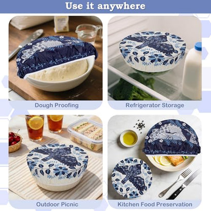 2 Large Reusable Beeswax Bowl Covers for Bread Proofing, 10/12 Inch Elastic Beeswax Wraps Cotton Cloth Sourdough Bowl Covers for Proofing Baskets, Mixer Bowls, Food Storage Containers - color: Tropical Fish