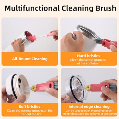 3 Pack Cleaner Brush Kit for Stanley, Bottle Cleaner Brush Set with Straw Brush Cleaner and Cup Lid Cleaning Brush for Stanley Cup, Tumbler Cups, Drinking Glass (Pink) - color: Pink