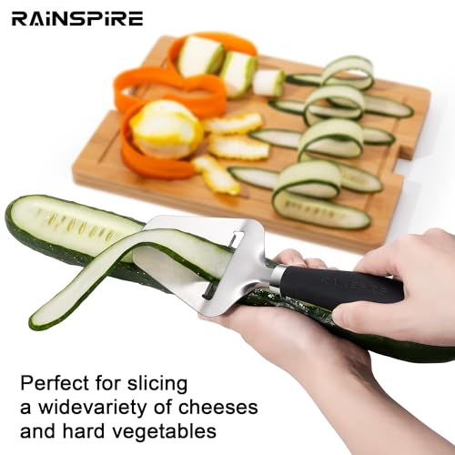 Rainspire Upgraded Non-Stick Cheese Slicers for Block Cheese Multi-Functional Cheese Cutter for Mozzarella, Cheddar, Gruyere Charcuterie Accessories Dishwasher Safe Kitchen Tools, Black - color: Black