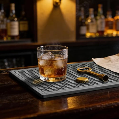 ZJWZLG Bar Mat 5.9"x11.8"(2Pcs) Non-Slip Rubber Bar Mat, Spill Proof & Flat Design,Easy to Clean Textured Surface forHome Bar,Coffee Station, Bartending - Protects Countertops & Glassware(Gray). - color: Grey-2pcs, size: 6" x 12"