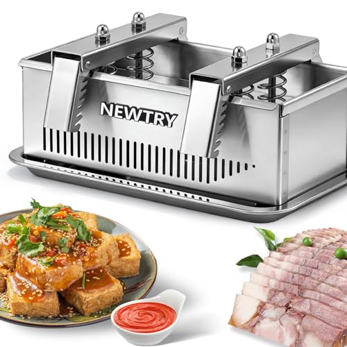 NEWTRY Tofu Press 6.6LB Capacity Deli Meat Press Tool 304 Stainless Steel for Tofu Pork Beef Bacon Homemade Deli Meat with Press Handle