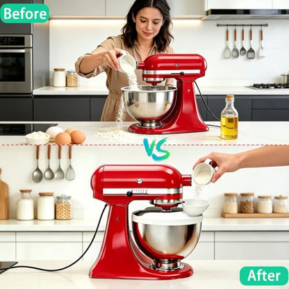 Silicone Flour Funnel with Pouring Shield for KitchenAid 4.5-5QT Mixer - color: White