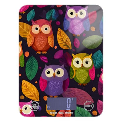 Food Scale Kitchen Scale for Baking Cooking Digital Food Weighing Measuring Scale Small Waterproof Electric Food Scale Black Owl and Leaves - color: Black Owl and Leaves